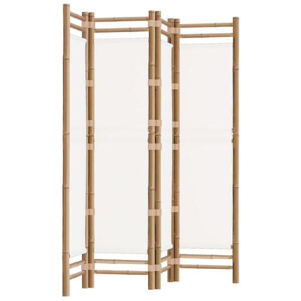 vidaXL Folding 4-Panel Room Divider 63" Bamboo and Canvas