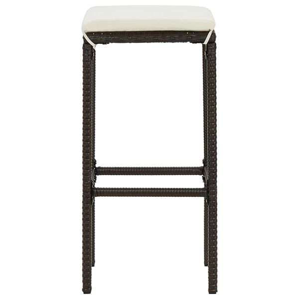 vidaXL Bar Stool Set of 2 Brown PE rattan, steel Standard Footrest