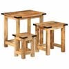 vidaXL Nesting Side Table Set of 3 Natural wood color with black accents