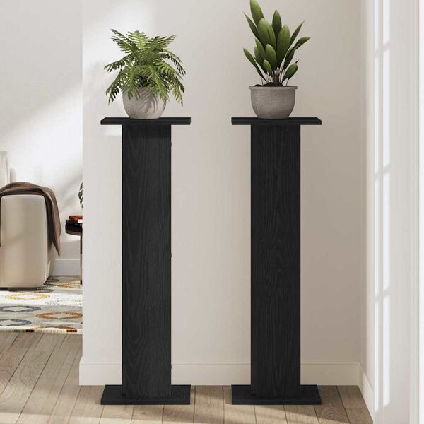 vidaXL Plant Stand 2 pcs Black Oak 11.81 x 11.81 x 37.40 in