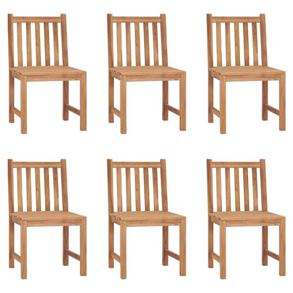 vidaXL Patio Chair Set of 6 Warm brown Teak Wood Standard Durable