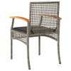 vidaXL Garden Chair Set of 2 Grey and Brown PE rattan Medium