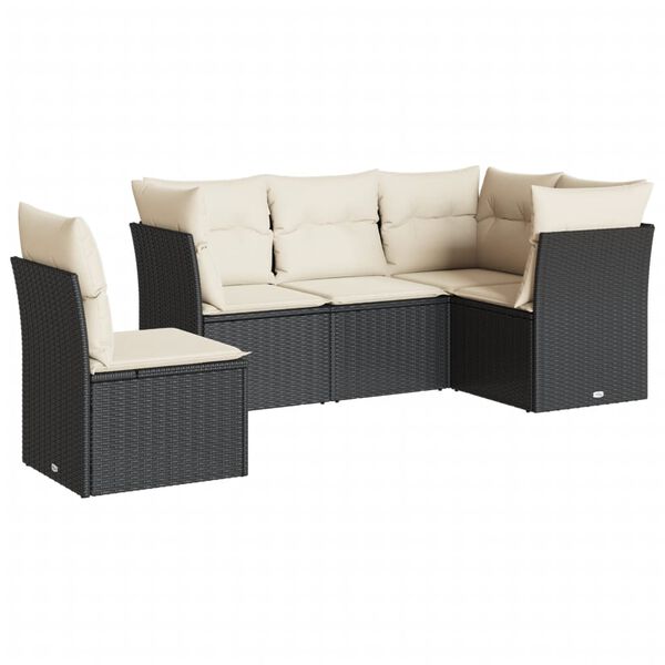 vidaXL Garden Sofa Set Black, Cream white
