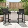 vidaXL Garden Bar Stool Black PE Rattan, Powder-Coated Steel Standard