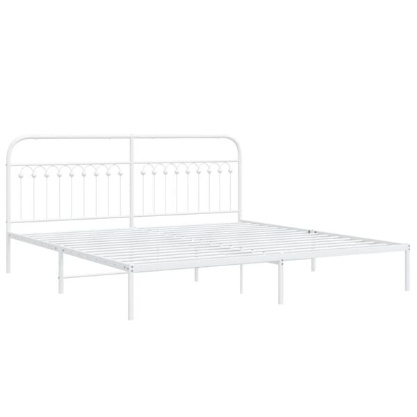 vidaXL Bed Frame White Steel Full Bed Frame Rectangular Traditional