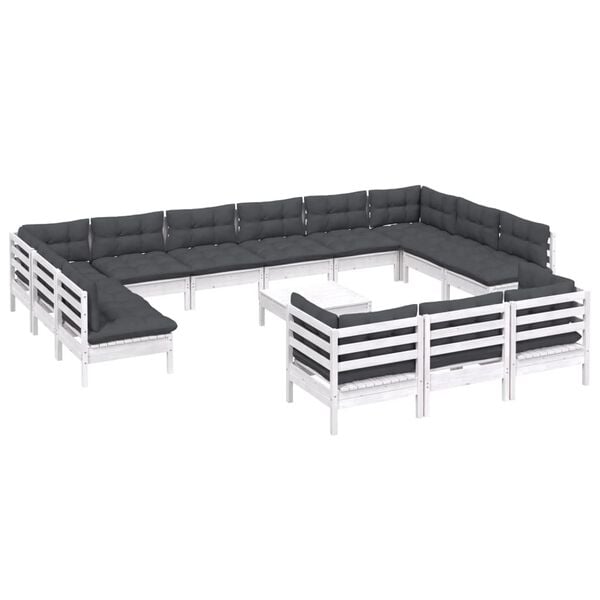 vidaXL Garden Lounge Set White, Anthracite