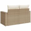 vidaXL Garden Sofa Beige PE Rattan Two-seater Adjustable Feet