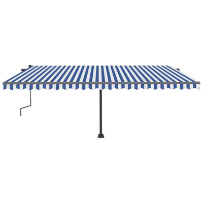 vidaXL Manual Retractable Awning with LED 196.9"x118.1" Blue and White
