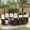vidaXL Garden Dining Set with Cushion 9 pcs Brown Poly Rattan