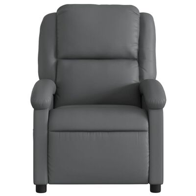 Front view of grey recliner with armrests