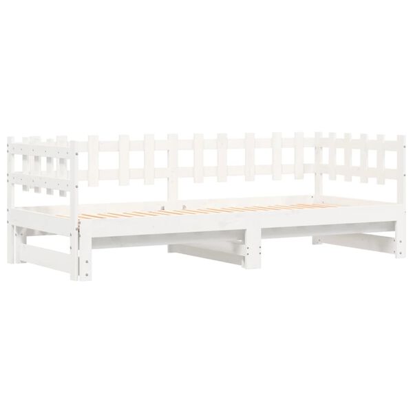 vidaXL Day Bed White Solid Pine Wood Standard