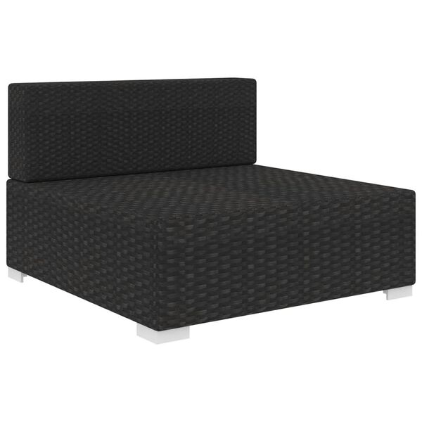 vidaXL Middle Seat Black PE Rattan Medium Modular Middle Seat Square