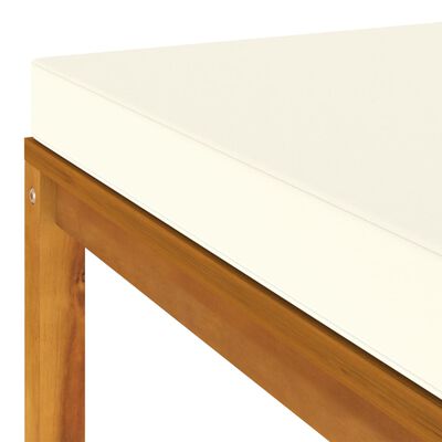 vidaXL Footrest with Cream White Cushion Solid Acacia Wood