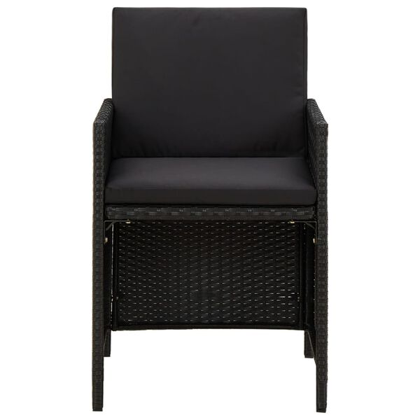 vidaXL Garden Chair Set of 2 Black PE rattan, powder-coated steel
