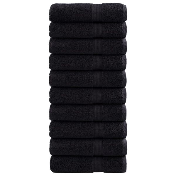 vidaXL Hand Towel Set of 10 Black 100% Cotton 19.7 x 39.4 in