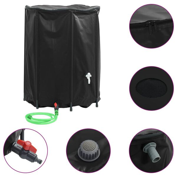 vidaXL Water Tank Black PVC Medium Foldable Water Tank Cylindrical