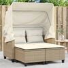 vidaXL Garden Sofa Beige PE rattan, powder-coated steel, polyester fabric