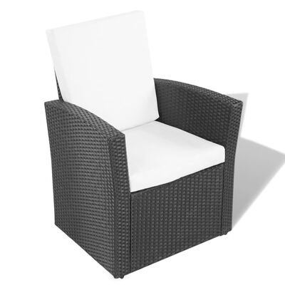 vidaXL 4 Piece Patio lounge set with Cushions Poly Rattan Black