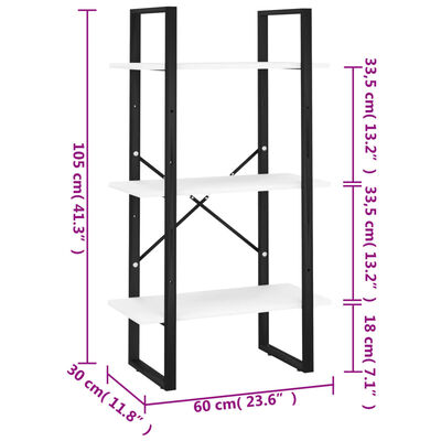 vidaXL Storage Shelf White 23.6"x11.8"x41.3" Engineered Wood