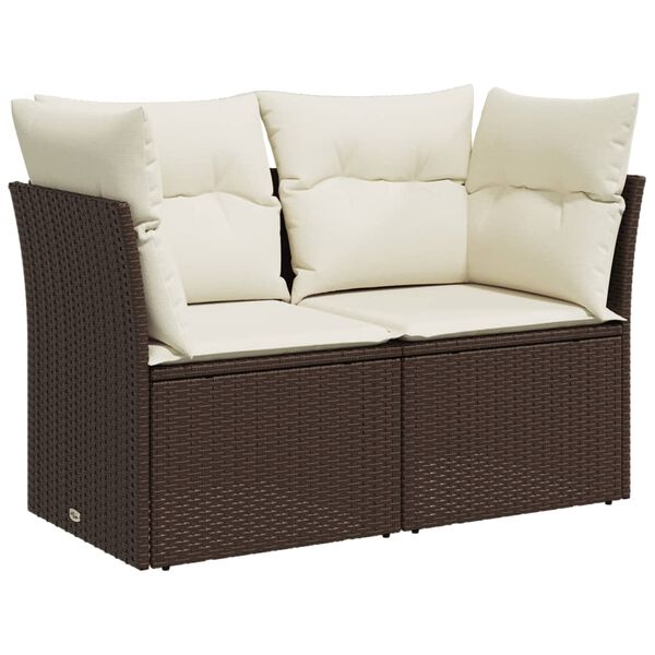 vidaXL Garden Sofa Brown, Cream white