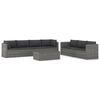 vidaXL Garden Lounge Set Grey PE Rattan, Powder-Coated Steel, Glass Large