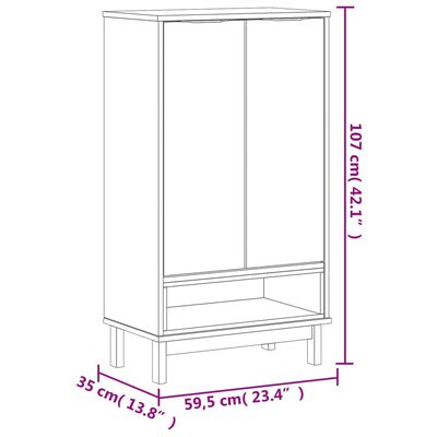 vidaXL Shoe Cabinet FLAM 23.4"x13.8"x42.1" Solid Wood Pine