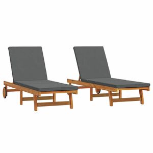 vidaXL Sun Lounger 2 pcs Brown 63 x 199 x 85cm Solid Acacia wood