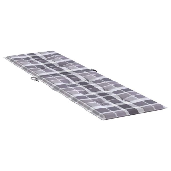 vidaXL Deck Chair Cushion Gray check Oxford fabric (100% polyester)