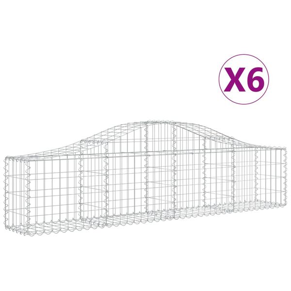 vidaXL Arched Gabion Baskets 6 pcs 78.7"x11.8"x15.7"/23.6" Galvanized Iron