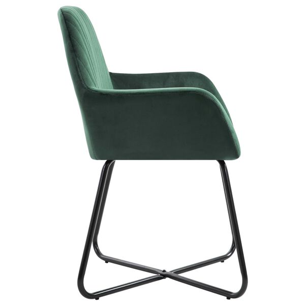 vidaXL Dining Chair Set of 4 Green Velvet Standard Ergonomic