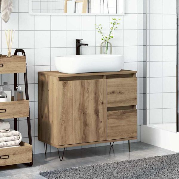 vidaXL Bathroom Sink Cabinet Artisan Oak 25.6x13.0x23.6" Engineered Wood