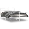 vidaXL Bed Frame White Powder-Coated Steel Full Bed Frame Rectangular