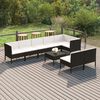 vidaXL Garden Lounge Set Black PE Rattan, Powder-coated Steel, Polyester