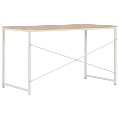 vidaXL Computer Desk White and Oak 47.2"x23.6"x27.6"