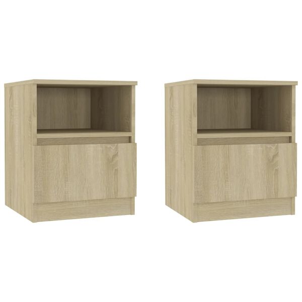 vidaXL Bed Cabinet Set of 2 Sonoma oak Engineered wood Medium