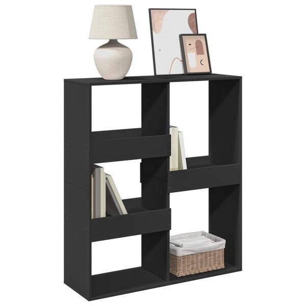 vidaXL Book Cabinet Black Engineered Wood Medium Book Cabinet