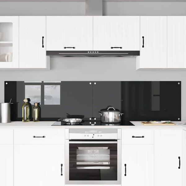 vidaXL Kitchen Backsplash 2 pcs Black 43.31 x 19.69 in Tempered Glass