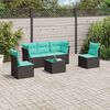 vidaXL 6 Piece Patio Sofa Set with Cushions Black Poly Rattan