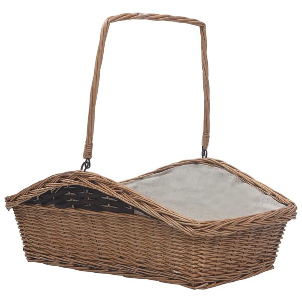 vidaXL Firewood Basket with Handle 24.2"x18.3"x22.8" Brown Willow