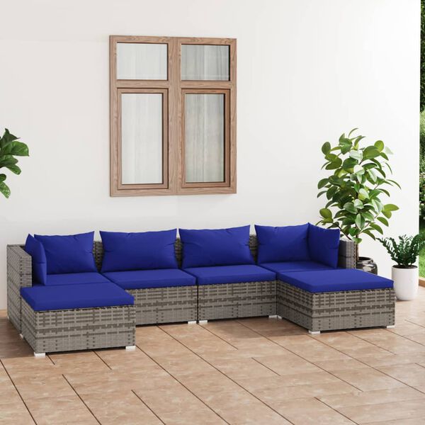 vidaXL Garden Lounge Set Grey, Dark Blue