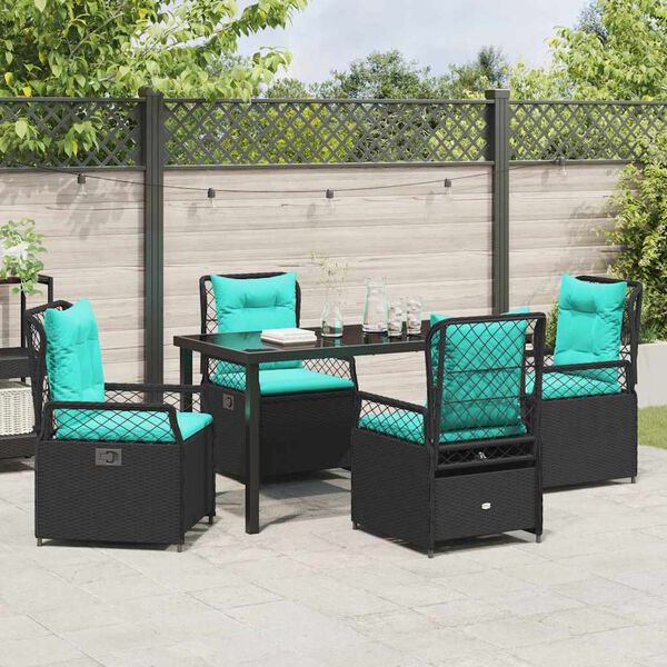 vidaXL Garden Dining Set 5 pcs Black poly rattan