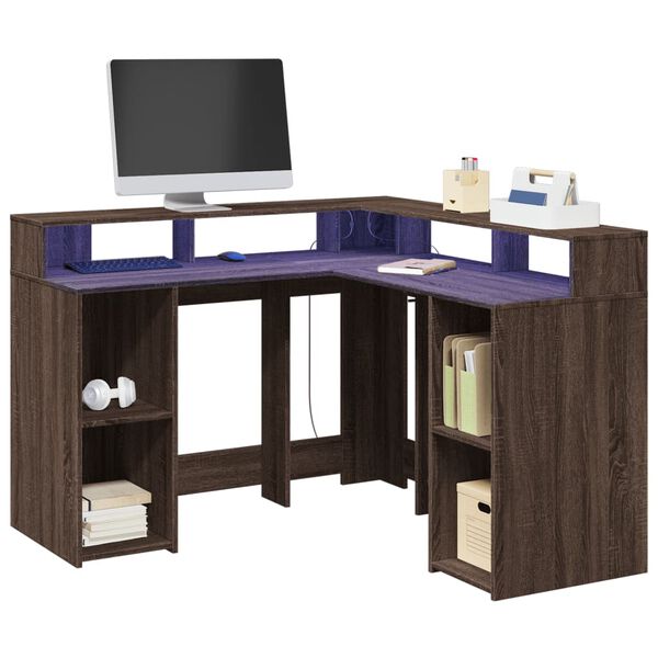 vidaXL Desk Brown Oak Engineered Wood 51.2x51.2x35.8 in Desk Other