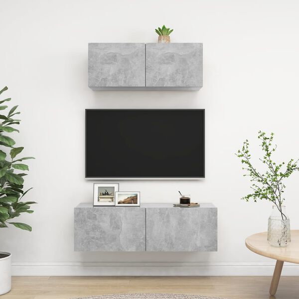 vidaXL TV Cabinet Set Set of 2 Concrete Gray Engineered Wood Standard