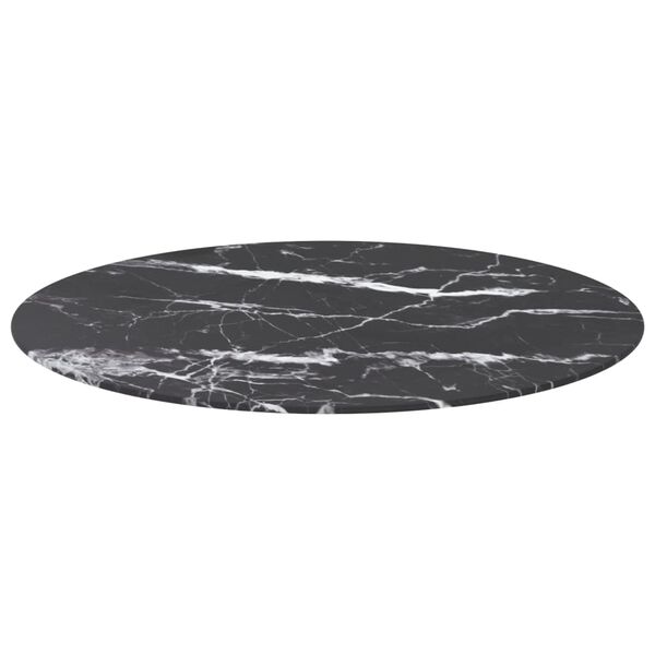 vidaXL Table Top Black with marble design Tempered Glass Medium Durable