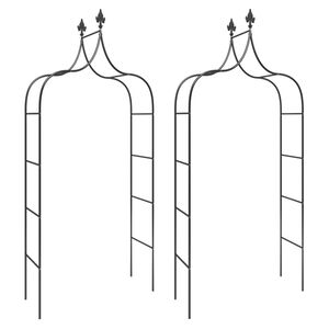 vidaXL Garden Arch Black Powder-coated Steel Large Decorative Inlays