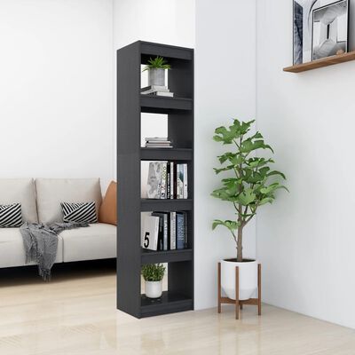 vidaXL Book Cabinet/Room Divider Gray 15.7"x11.8"x65.9" Solid Wood Pine