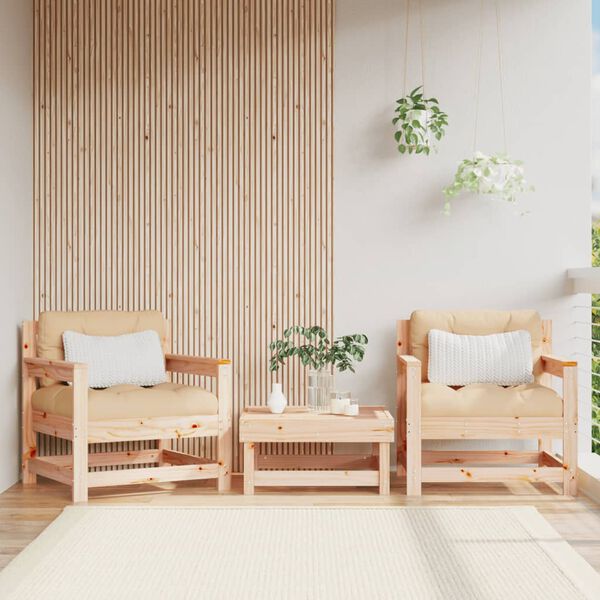 vidaXL Garden Chair Beige Solid pine wood Medium Modular Armchair