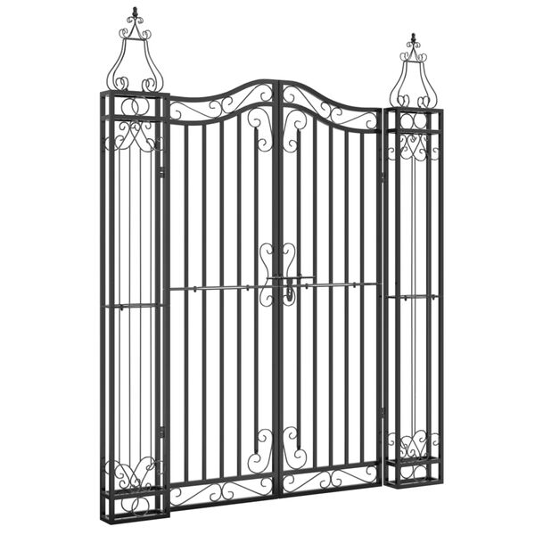 vidaXL Garden Gate Black 47.6"x3.1"x59.1" Wrought Iron