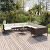 vidaXL Garden Lounge Set Brown Poly Rattan 12 Piece Set Modular