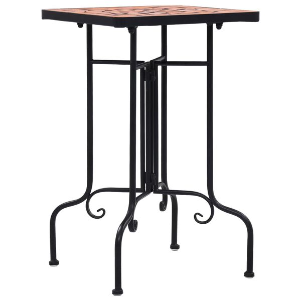 vidaXL Side Table Terracotta and Black Iron and Ceramic Small Durable
